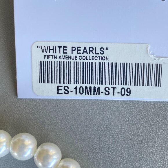 FAC White Faux Pearl Necklace Bracelet & Earrings Set - Picture 7 of 9